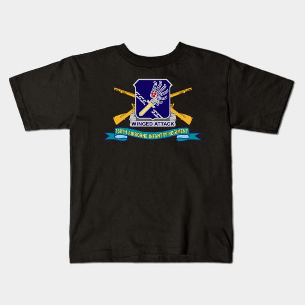 188th Airborne Infantry Regiment w Br - DUI - Ribbon X 300 Kids T-Shirt by twix123844